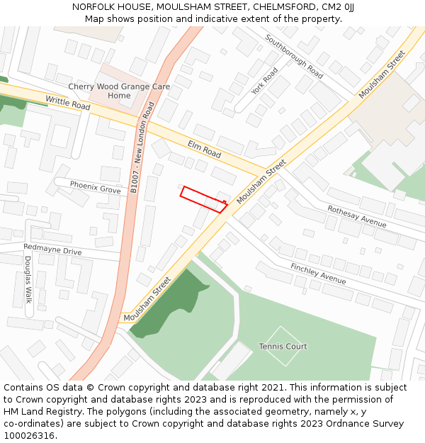 NORFOLK HOUSE, MOULSHAM STREET, CHELMSFORD, CM2 0JJ: Location map and indicative extent of plot
