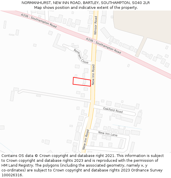 NORMANHURST, NEW INN ROAD, BARTLEY, SOUTHAMPTON, SO40 2LR: Location map and indicative extent of plot