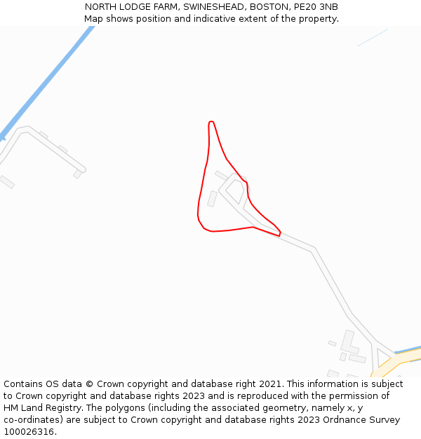 NORTH LODGE FARM, SWINESHEAD, BOSTON, PE20 3NB: Location map and indicative extent of plot