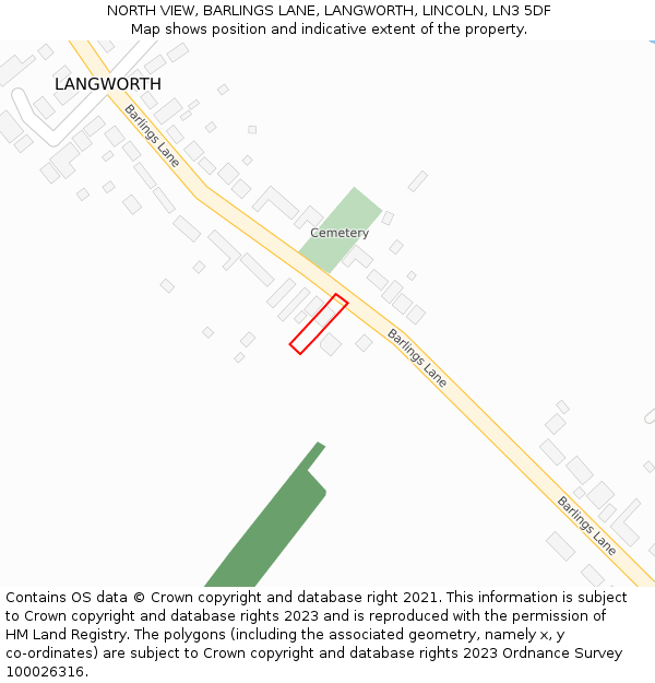 NORTH VIEW, BARLINGS LANE, LANGWORTH, LINCOLN, LN3 5DF: Location map and indicative extent of plot