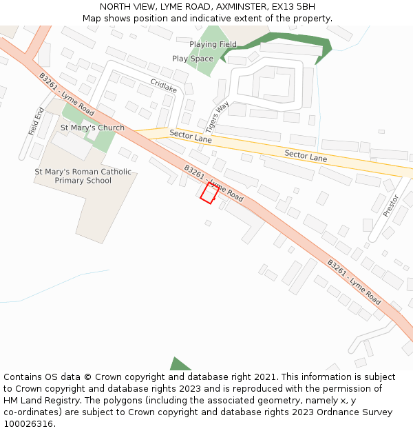 NORTH VIEW, LYME ROAD, AXMINSTER, EX13 5BH: Location map and indicative extent of plot