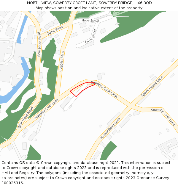 NORTH VIEW, SOWERBY CROFT LANE, SOWERBY BRIDGE, HX6 3QD: Location map and indicative extent of plot