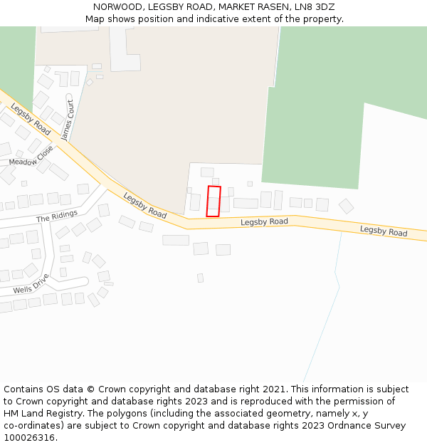 NORWOOD, LEGSBY ROAD, MARKET RASEN, LN8 3DZ: Location map and indicative extent of plot
