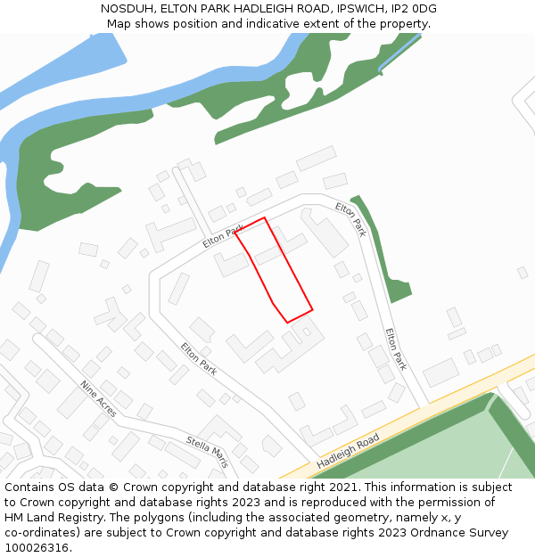 NOSDUH, ELTON PARK HADLEIGH ROAD, IPSWICH, IP2 0DG: Location map and indicative extent of plot