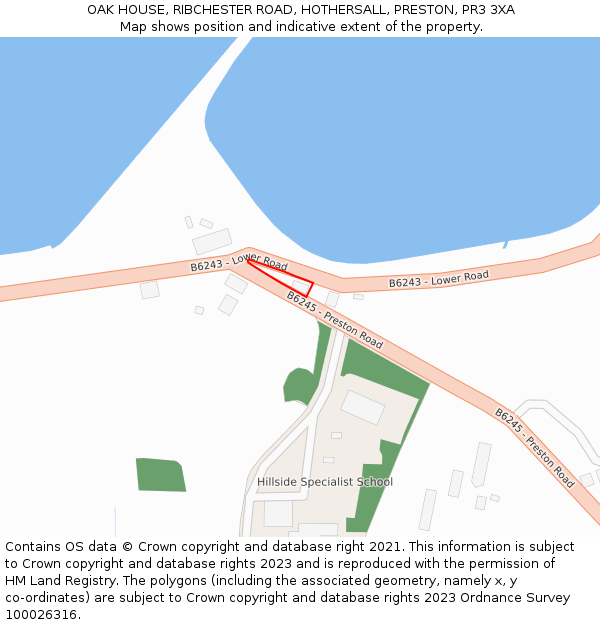 OAK HOUSE, RIBCHESTER ROAD, HOTHERSALL, PRESTON, PR3 3XA: Location map and indicative extent of plot