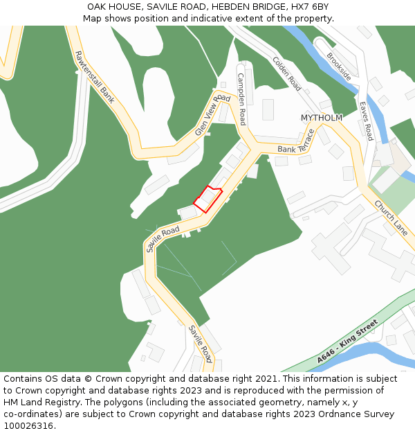 OAK HOUSE, SAVILE ROAD, HEBDEN BRIDGE, HX7 6BY: Location map and indicative extent of plot