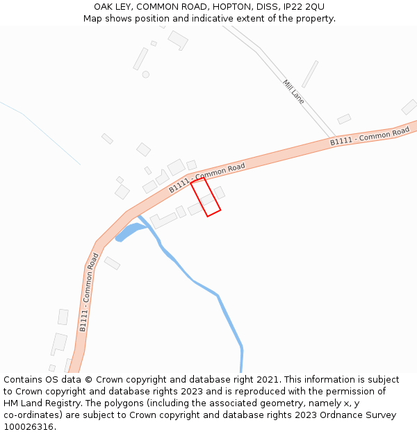 OAK LEY, COMMON ROAD, HOPTON, DISS, IP22 2QU: Location map and indicative extent of plot