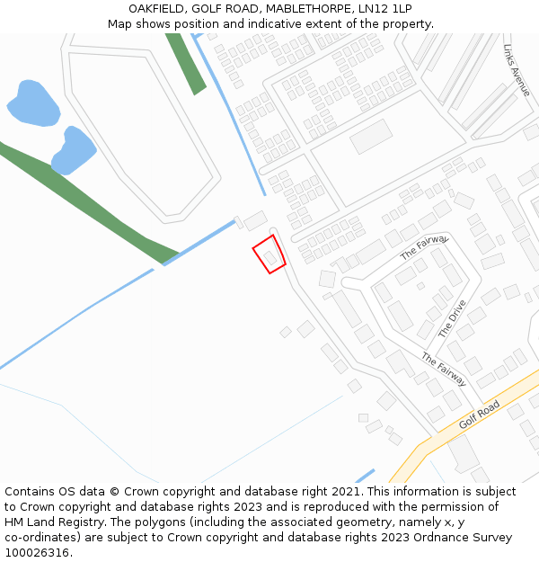 OAKFIELD, GOLF ROAD, MABLETHORPE, LN12 1LP: Location map and indicative extent of plot