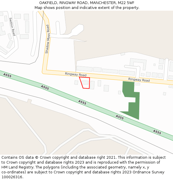 OAKFIELD, RINGWAY ROAD, MANCHESTER, M22 5WF: Location map and indicative extent of plot
