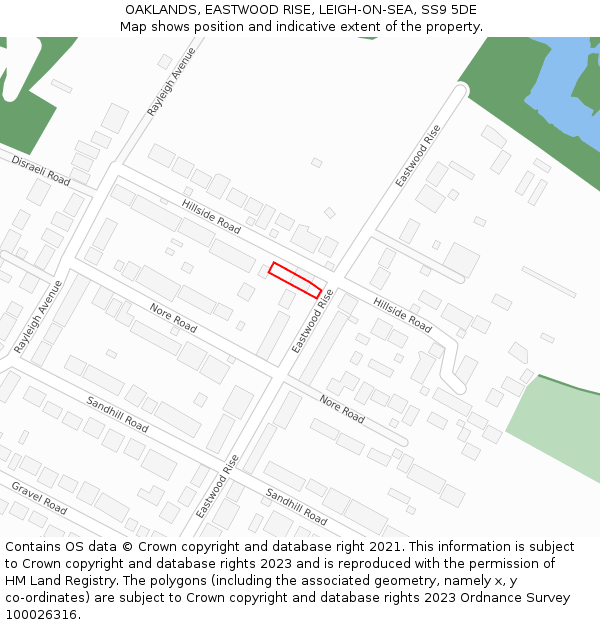 OAKLANDS, EASTWOOD RISE, LEIGH-ON-SEA, SS9 5DE: Location map and indicative extent of plot
