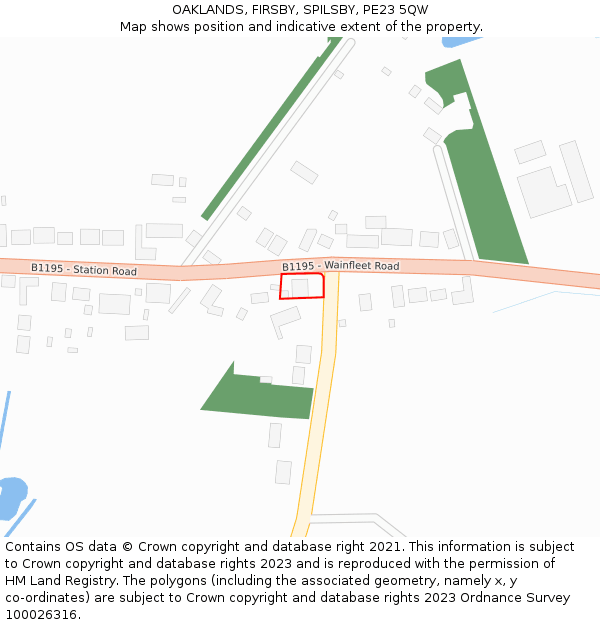 OAKLANDS, FIRSBY, SPILSBY, PE23 5QW: Location map and indicative extent of plot