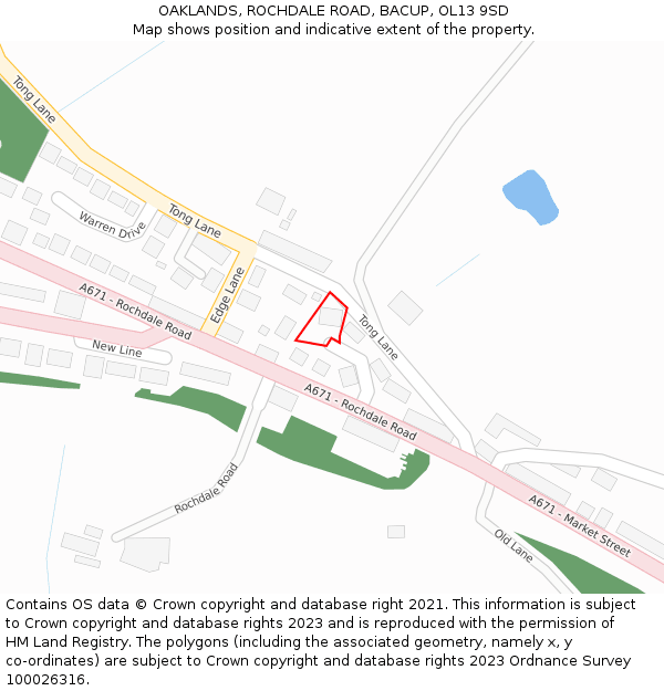 OAKLANDS, ROCHDALE ROAD, BACUP, OL13 9SD: Location map and indicative extent of plot