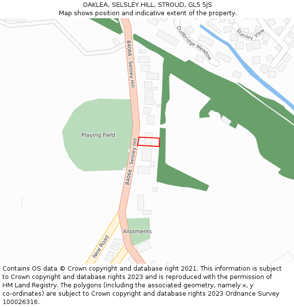 OAKLEA, SELSLEY HILL, STROUD, GL5 5JS: Location map and indicative extent of plot