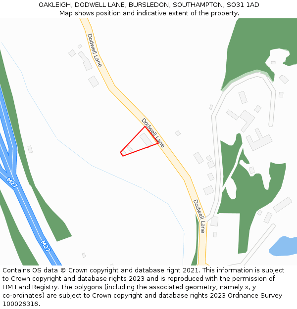 OAKLEIGH, DODWELL LANE, BURSLEDON, SOUTHAMPTON, SO31 1AD: Location map and indicative extent of plot