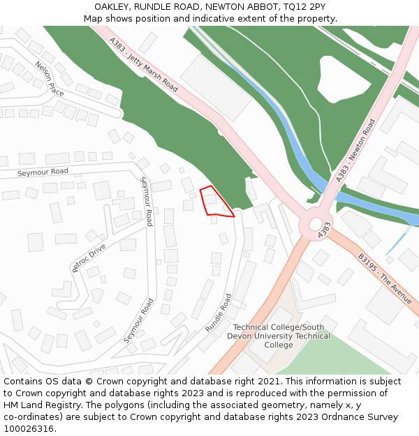 OAKLEY, RUNDLE ROAD, NEWTON ABBOT, TQ12 2PY: Location map and indicative extent of plot