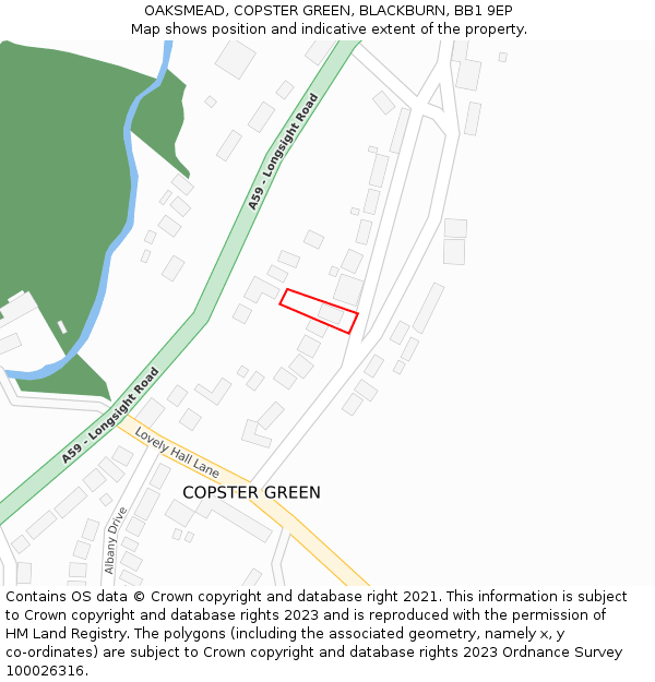 OAKSMEAD, COPSTER GREEN, BLACKBURN, BB1 9EP: Location map and indicative extent of plot