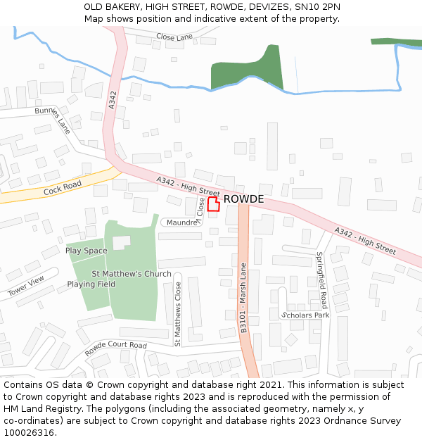 OLD BAKERY, HIGH STREET, ROWDE, DEVIZES, SN10 2PN: Location map and indicative extent of plot
