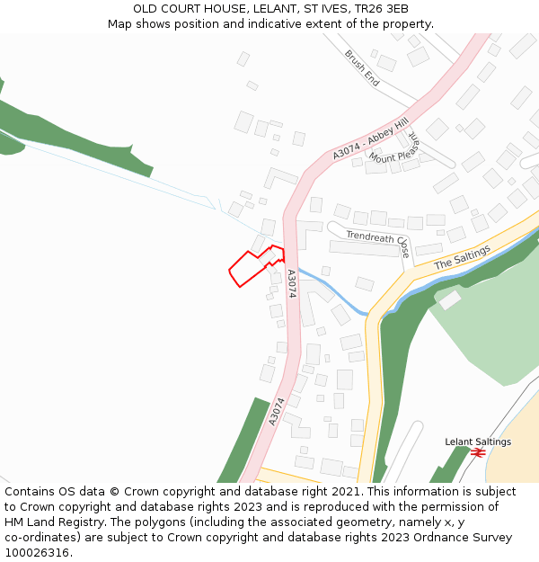 OLD COURT HOUSE, LELANT, ST IVES, TR26 3EB: Location map and indicative extent of plot