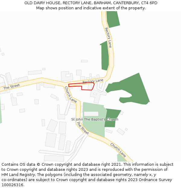 OLD DAIRY HOUSE, RECTORY LANE, BARHAM, CANTERBURY, CT4 6PD: Location map and indicative extent of plot