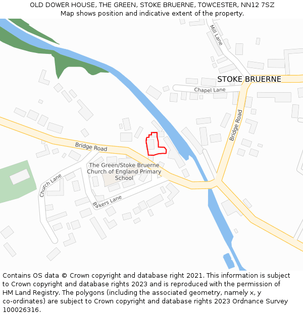 OLD DOWER HOUSE, THE GREEN, STOKE BRUERNE, TOWCESTER, NN12 7SZ: Location map and indicative extent of plot
