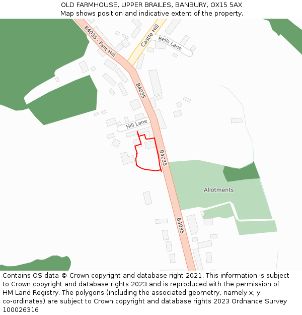 OLD FARMHOUSE, UPPER BRAILES, BANBURY, OX15 5AX: Location map and indicative extent of plot