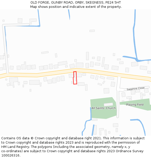 OLD FORGE, GUNBY ROAD, ORBY, SKEGNESS, PE24 5HT: Location map and indicative extent of plot