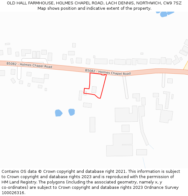 OLD HALL FARMHOUSE, HOLMES CHAPEL ROAD, LACH DENNIS, NORTHWICH, CW9 7SZ: Location map and indicative extent of plot
