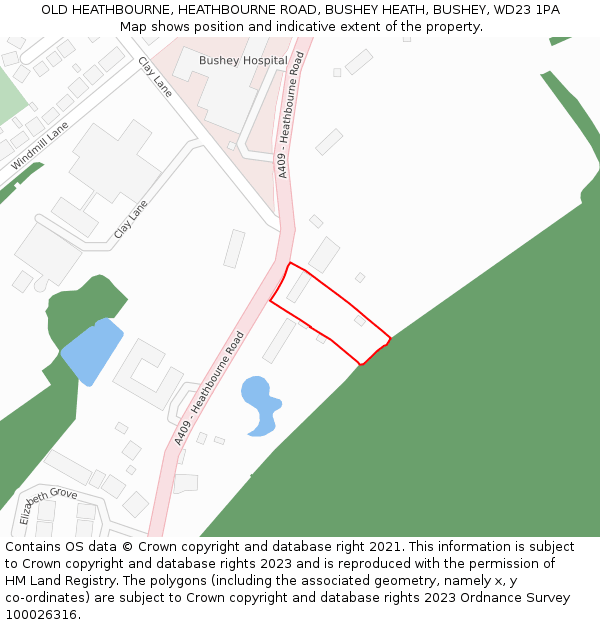 OLD HEATHBOURNE, HEATHBOURNE ROAD, BUSHEY HEATH, BUSHEY, WD23 1PA: Location map and indicative extent of plot