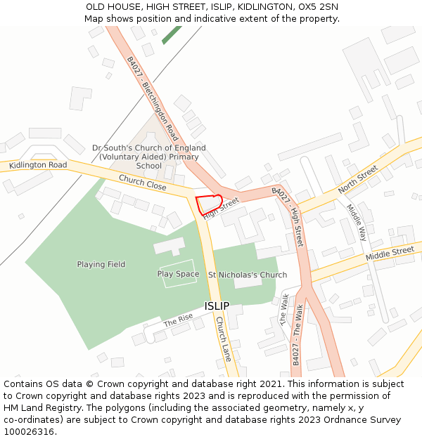 OLD HOUSE, HIGH STREET, ISLIP, KIDLINGTON, OX5 2SN: Location map and indicative extent of plot
