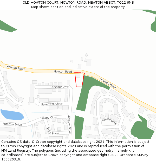 OLD HOWTON COURT, HOWTON ROAD, NEWTON ABBOT, TQ12 6NB: Location map and indicative extent of plot