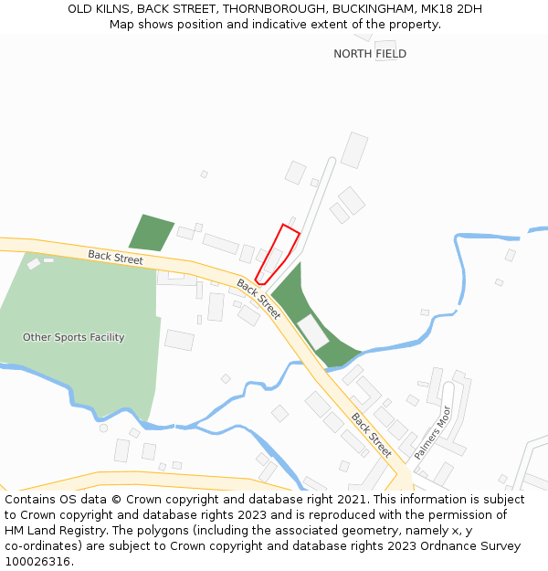 OLD KILNS, BACK STREET, THORNBOROUGH, BUCKINGHAM, MK18 2DH: Location map and indicative extent of plot
