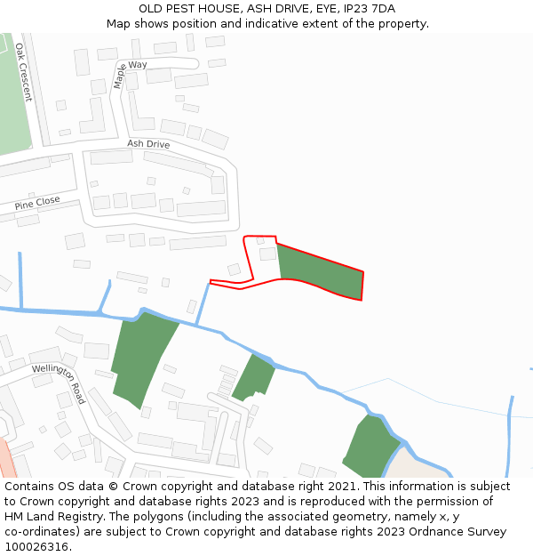 OLD PEST HOUSE, ASH DRIVE, EYE, IP23 7DA: Location map and indicative extent of plot