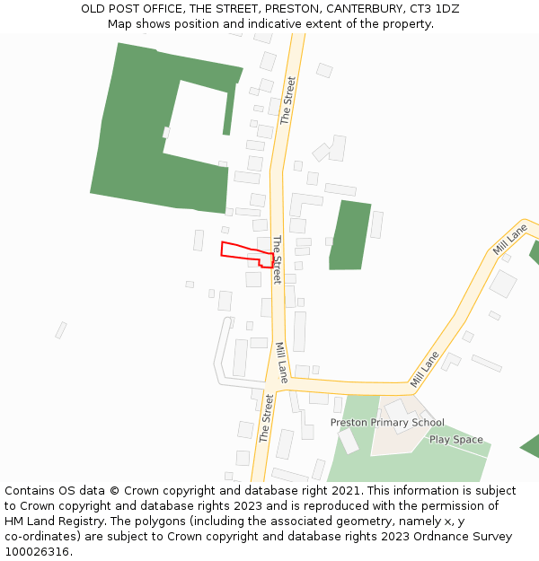 OLD POST OFFICE, THE STREET, PRESTON, CANTERBURY, CT3 1DZ: Location map and indicative extent of plot