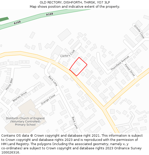 OLD RECTORY, DISHFORTH, THIRSK, YO7 3LP: Location map and indicative extent of plot