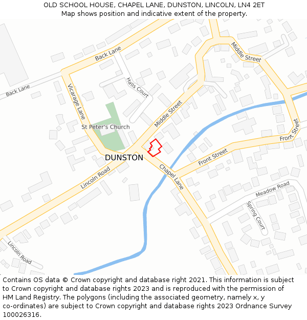 OLD SCHOOL HOUSE, CHAPEL LANE, DUNSTON, LINCOLN, LN4 2ET: Location map and indicative extent of plot