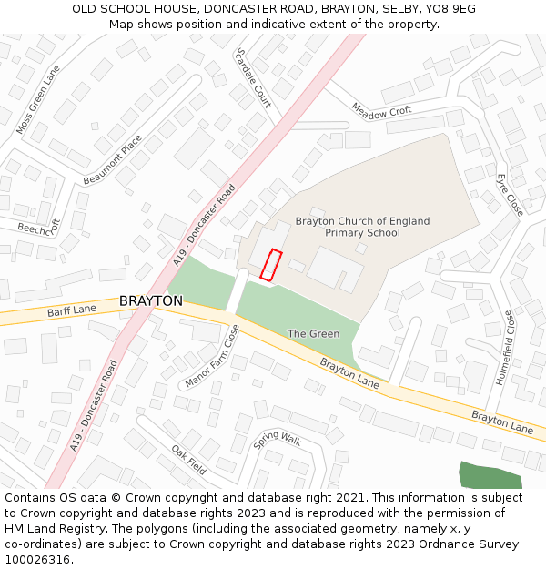 OLD SCHOOL HOUSE, DONCASTER ROAD, BRAYTON, SELBY, YO8 9EG: Location map and indicative extent of plot