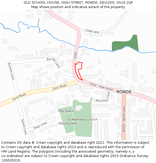 OLD SCHOOL HOUSE, HIGH STREET, ROWDE, DEVIZES, SN10 2QF: Location map and indicative extent of plot