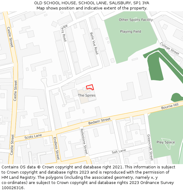 OLD SCHOOL HOUSE, SCHOOL LANE, SALISBURY, SP1 3YA: Location map and indicative extent of plot