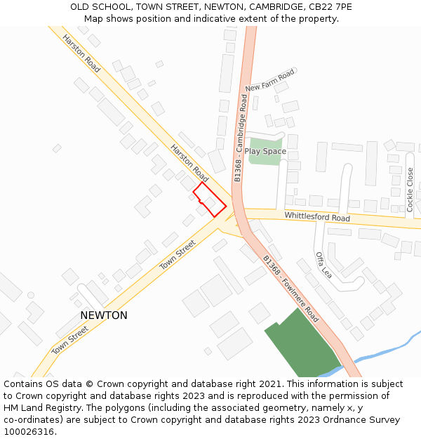 OLD SCHOOL, TOWN STREET, NEWTON, CAMBRIDGE, CB22 7PE: Location map and indicative extent of plot