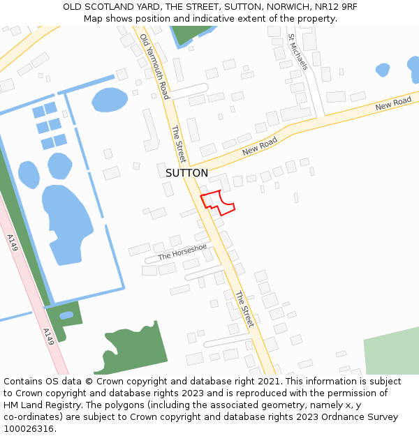 OLD SCOTLAND YARD, THE STREET, SUTTON, NORWICH, NR12 9RF: Location map and indicative extent of plot