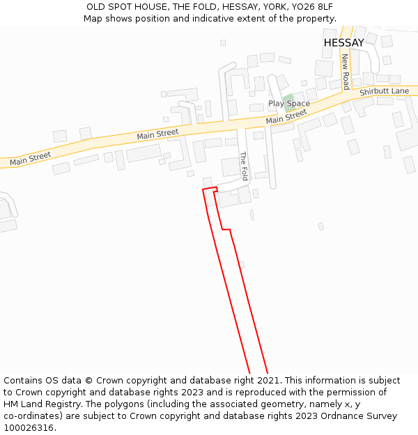 OLD SPOT HOUSE, THE FOLD, HESSAY, YORK, YO26 8LF: Location map and indicative extent of plot