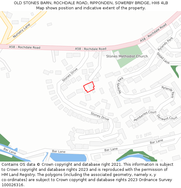 OLD STONES BARN, ROCHDALE ROAD, RIPPONDEN, SOWERBY BRIDGE, HX6 4LB: Location map and indicative extent of plot