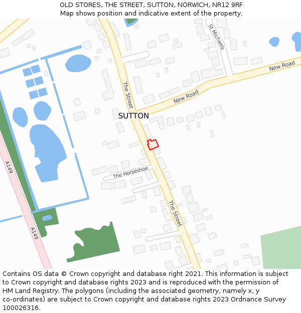 OLD STORES, THE STREET, SUTTON, NORWICH, NR12 9RF: Location map and indicative extent of plot