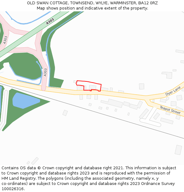 OLD SWAN COTTAGE, TOWNSEND, WYLYE, WARMINSTER, BA12 0RZ: Location map and indicative extent of plot