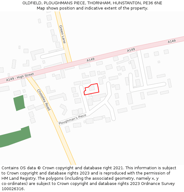 OLDFIELD, PLOUGHMANS PIECE, THORNHAM, HUNSTANTON, PE36 6NE: Location map and indicative extent of plot