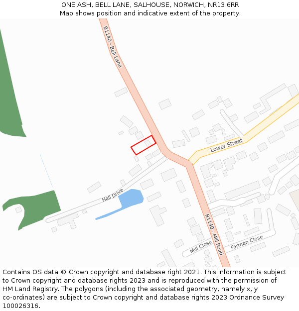 ONE ASH, BELL LANE, SALHOUSE, NORWICH, NR13 6RR: Location map and indicative extent of plot