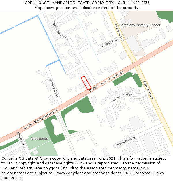OPEL HOUSE, MANBY MIDDLEGATE, GRIMOLDBY, LOUTH, LN11 8SU: Location map and indicative extent of plot