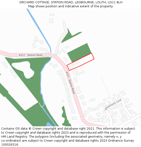 ORCHARD COTTAGE, STATION ROAD, LEGBOURNE, LOUTH, LN11 8LH: Location map and indicative extent of plot