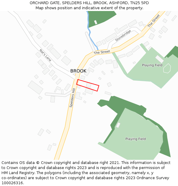ORCHARD GATE, SPELDERS HILL, BROOK, ASHFORD, TN25 5PD: Location map and indicative extent of plot