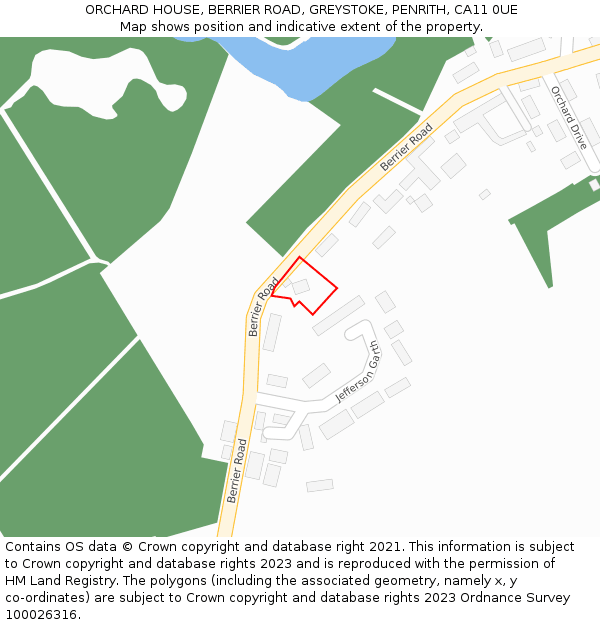 ORCHARD HOUSE, BERRIER ROAD, GREYSTOKE, PENRITH, CA11 0UE: Location map and indicative extent of plot